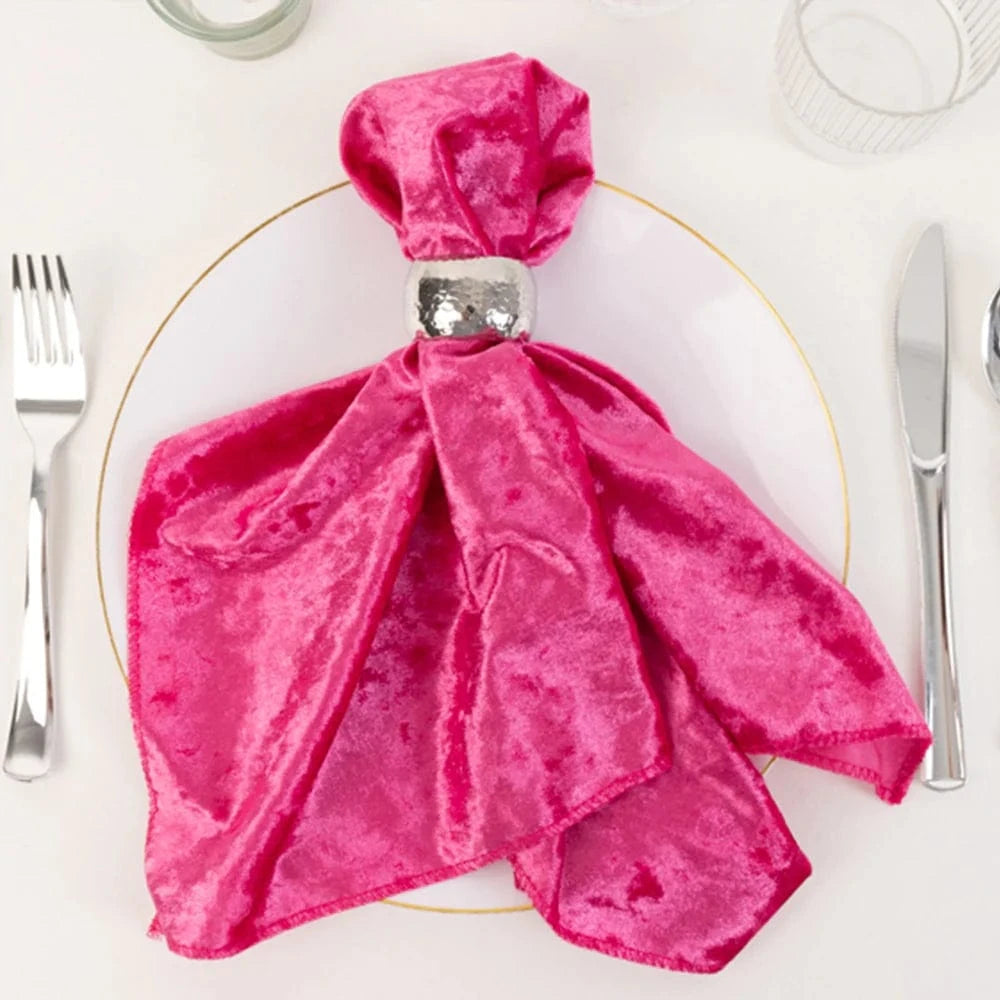 5 pcs 20x20 in Premium Crushed Velvet Dinner Table Napkins