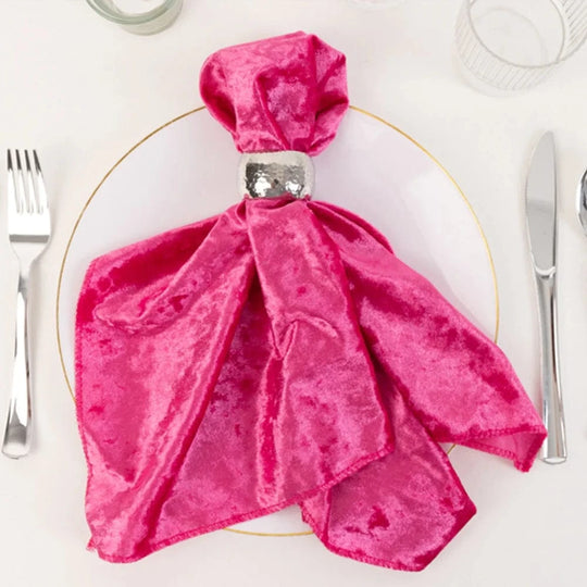 5 pcs 20x20 in Premium Crushed Velvet Dinner Table Napkins