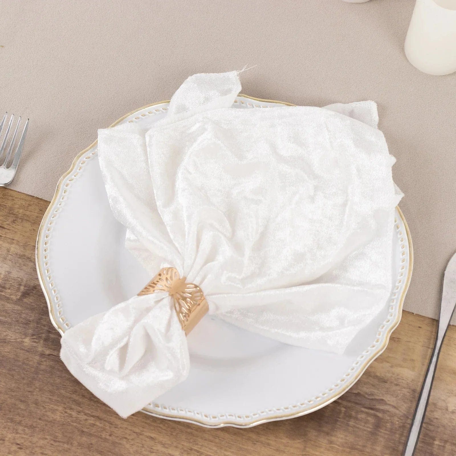 5 pcs 20x20 in Premium Crushed Velvet Dinner Table Napkins
