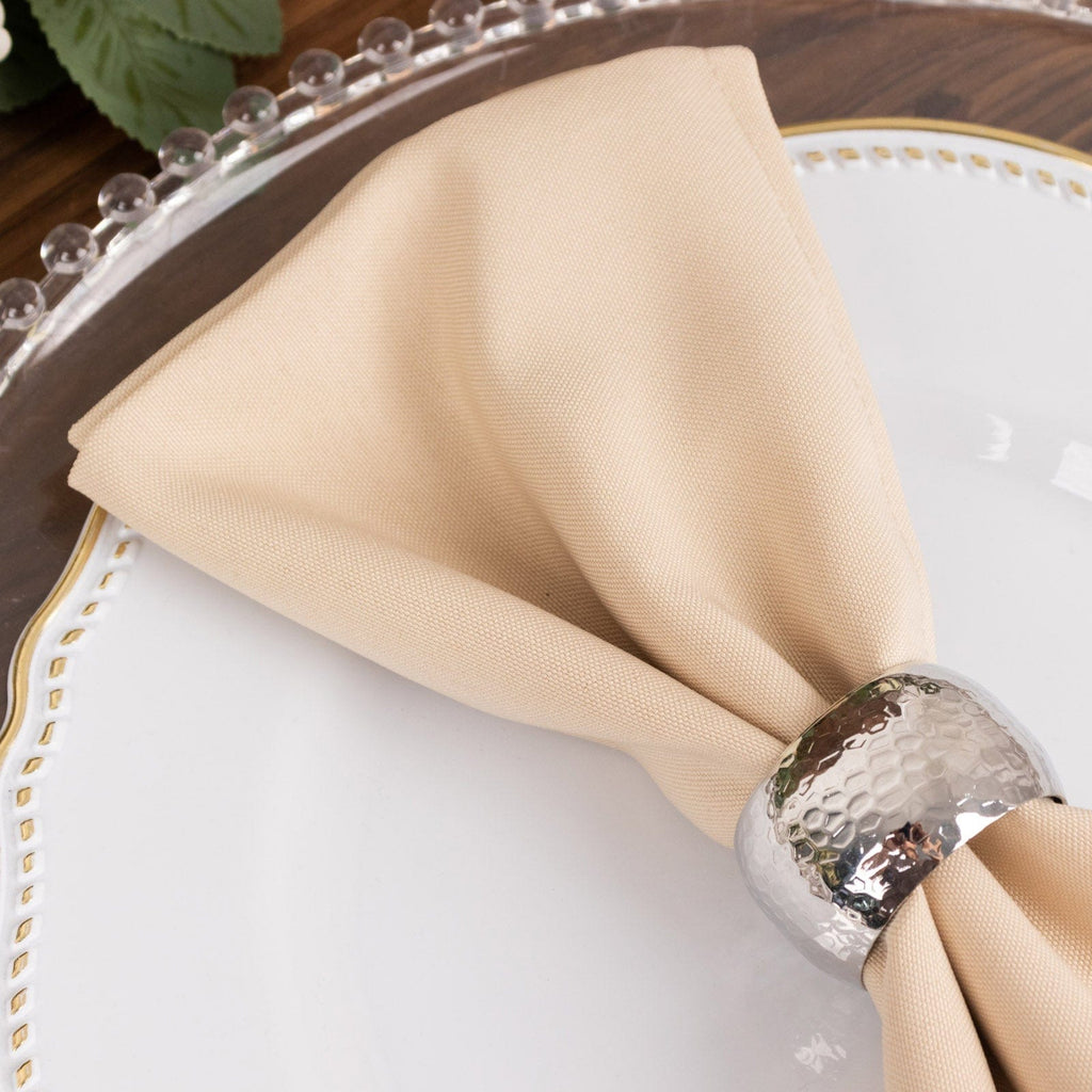 5 Premium Polyester 20x20 in Dinner Table Cloth Napkins Beige