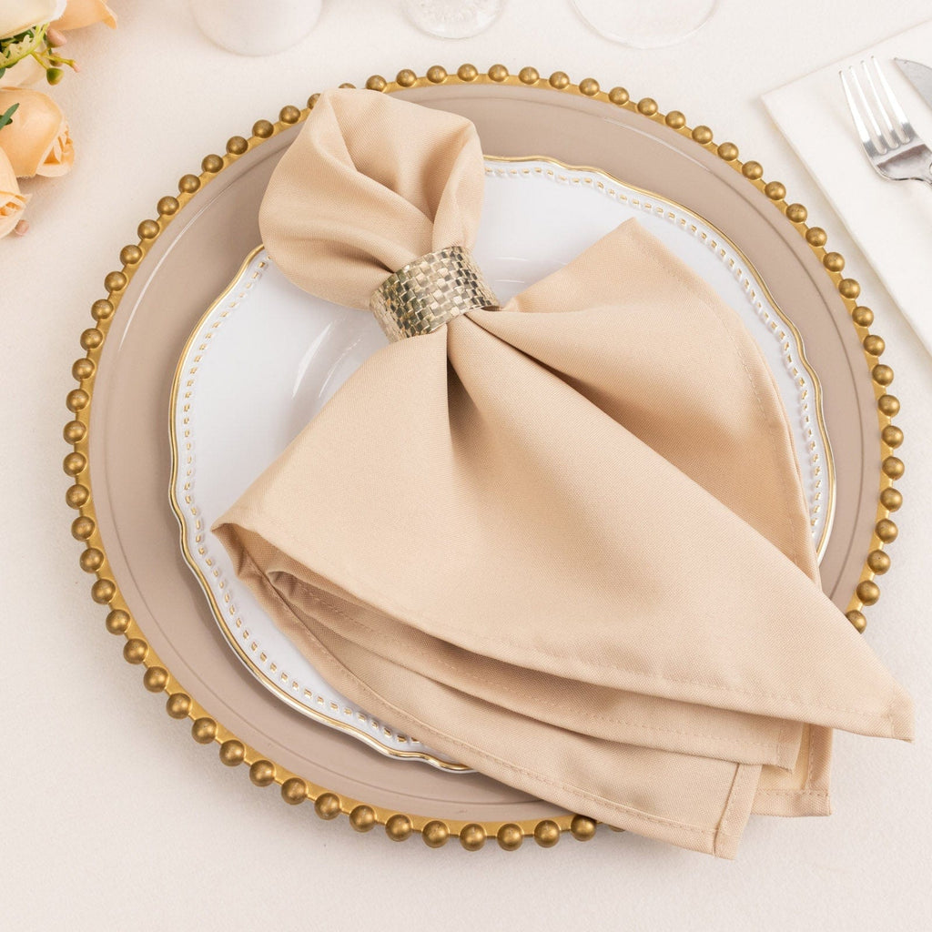 5 Premium Polyester 20x20 in Dinner Table Cloth Napkins Beige