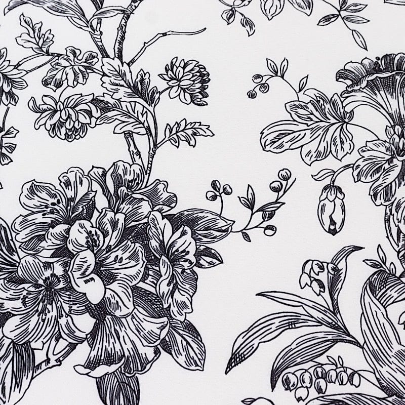5 White Polyester Dinner Napkins 20x20 with French Toile Pattern