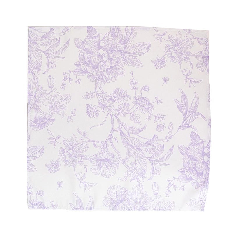 5 White Polyester Dinner Napkins 20x20 with French Toile Pattern