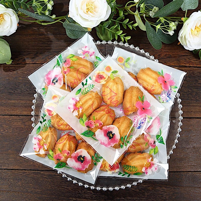 100 Clear and White PVC Cookie Favor Bags With 