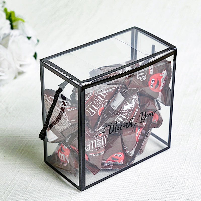 25 Clear PVC Favor Boxes with Rope Handles and Thank You Print
