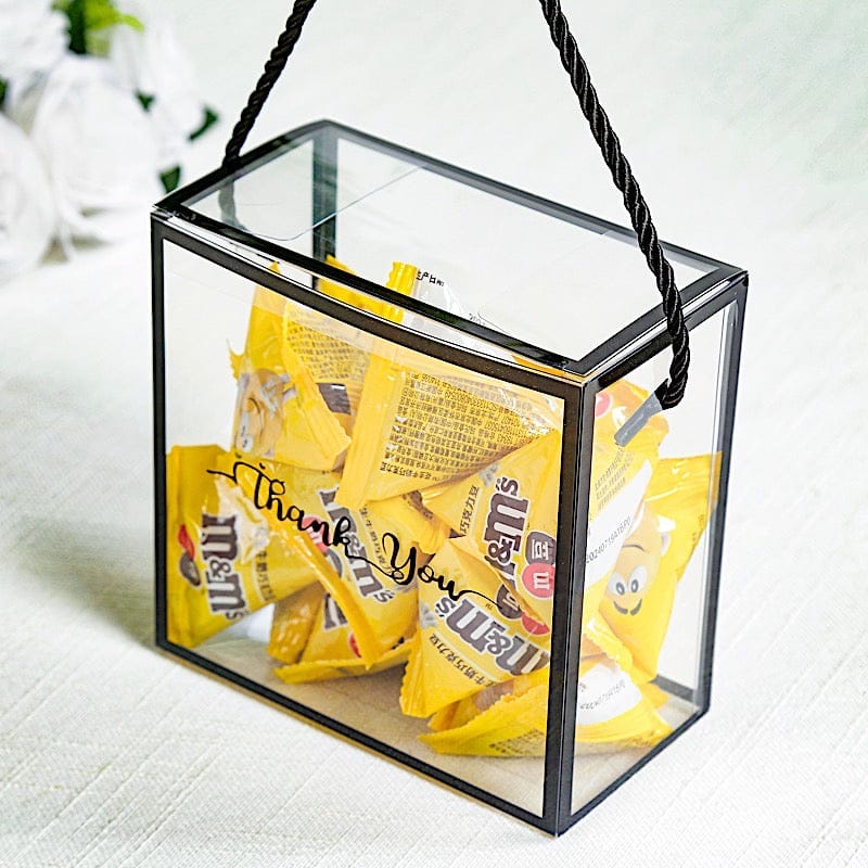 25 Clear PVC Favor Boxes with Rope Handles and Thank You Print