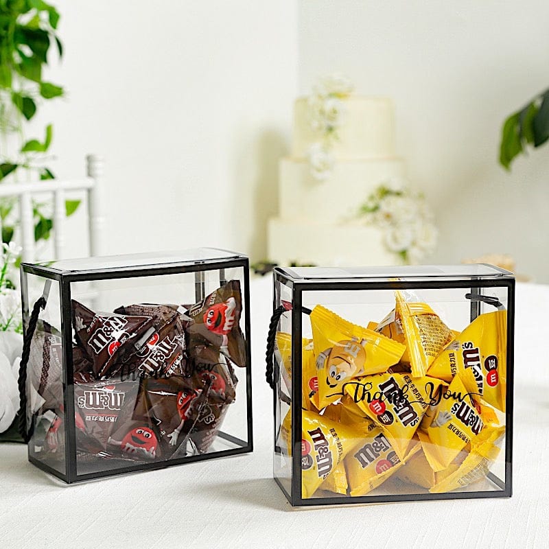 25 Clear PVC Favor Boxes with Rope Handles and Thank You Print