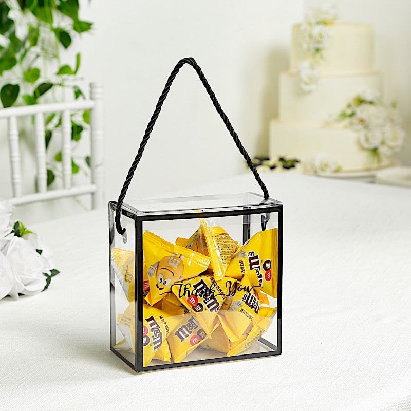25 Clear PVC Favor Boxes with Rope Handles and Thank You Print