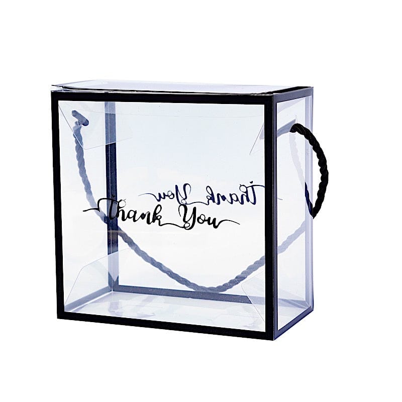 25 Clear PVC Favor Boxes with Rope Handles and Thank You Print