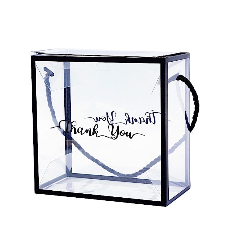 25 Clear PVC Favor Boxes with Rope Handles and Thank You Print