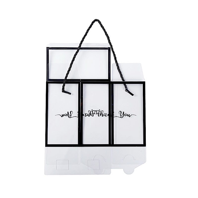 25 Clear PVC Favor Boxes with Rope Handles and Thank You Print