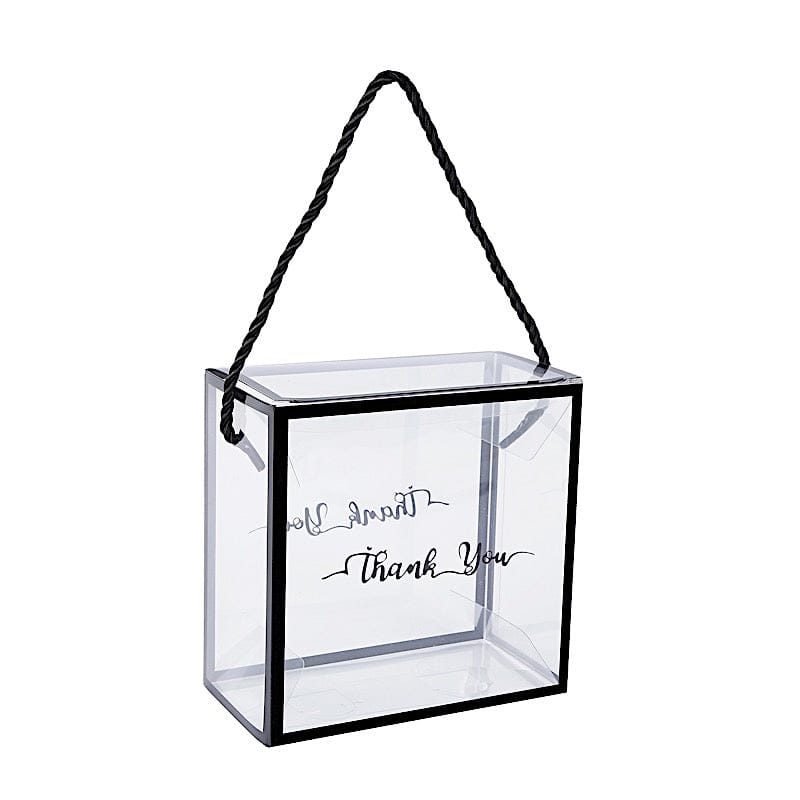 25 Clear PVC Favor Boxes with Rope Handles and Thank You Print