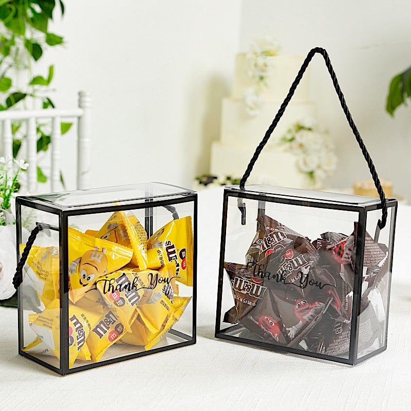 25 Clear PVC Favor Boxes with Rope Handles and Thank You Print