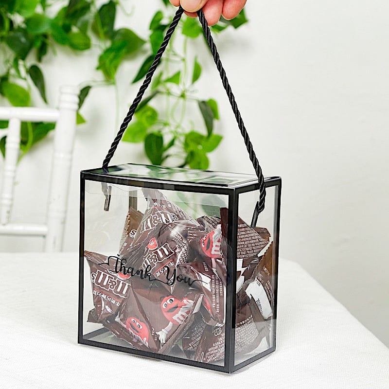 25 Clear PVC Favor Boxes with Rope Handles and Thank You Print