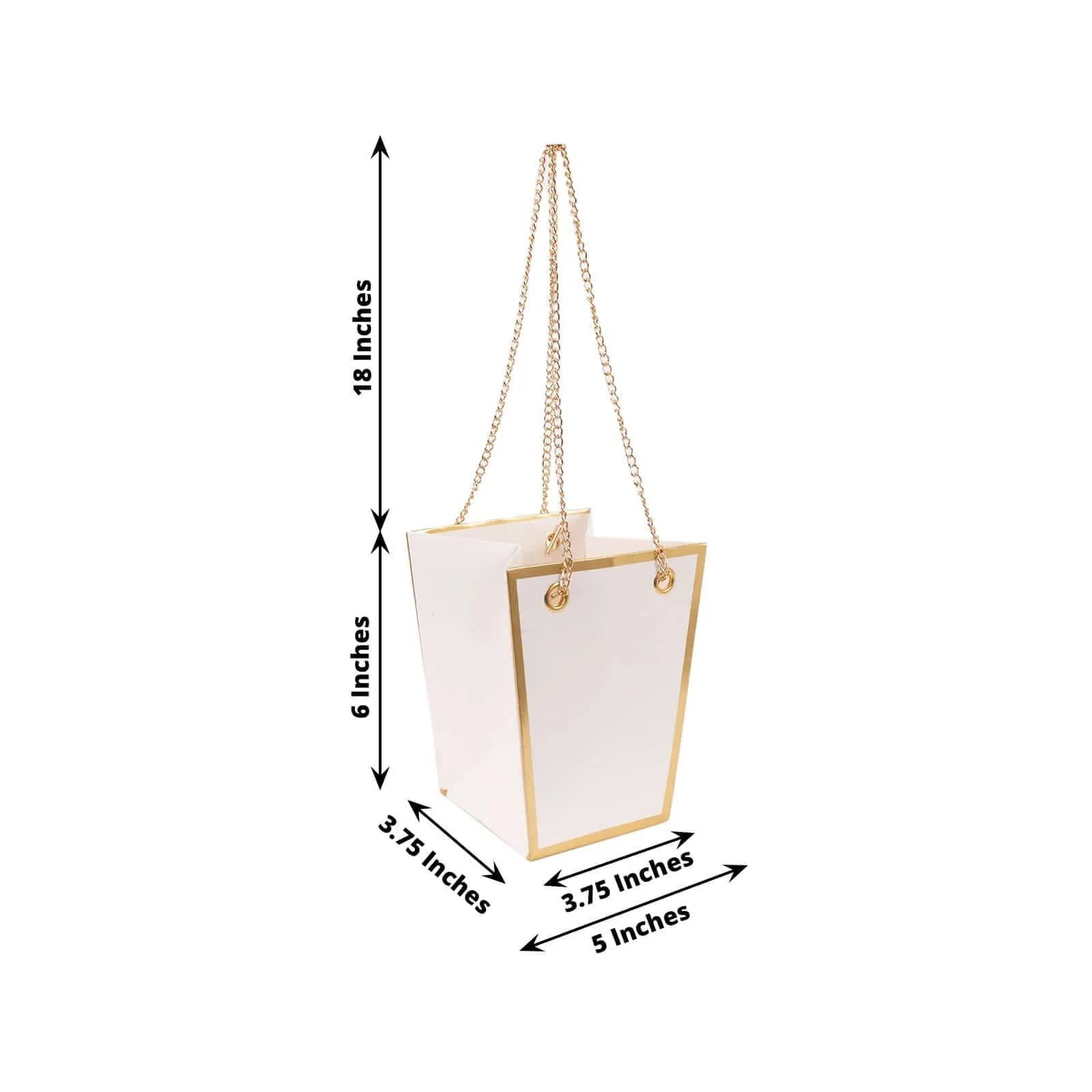 6 Gold Edge 5 in Paper Favor Gift Bags with Metal Chain Handles