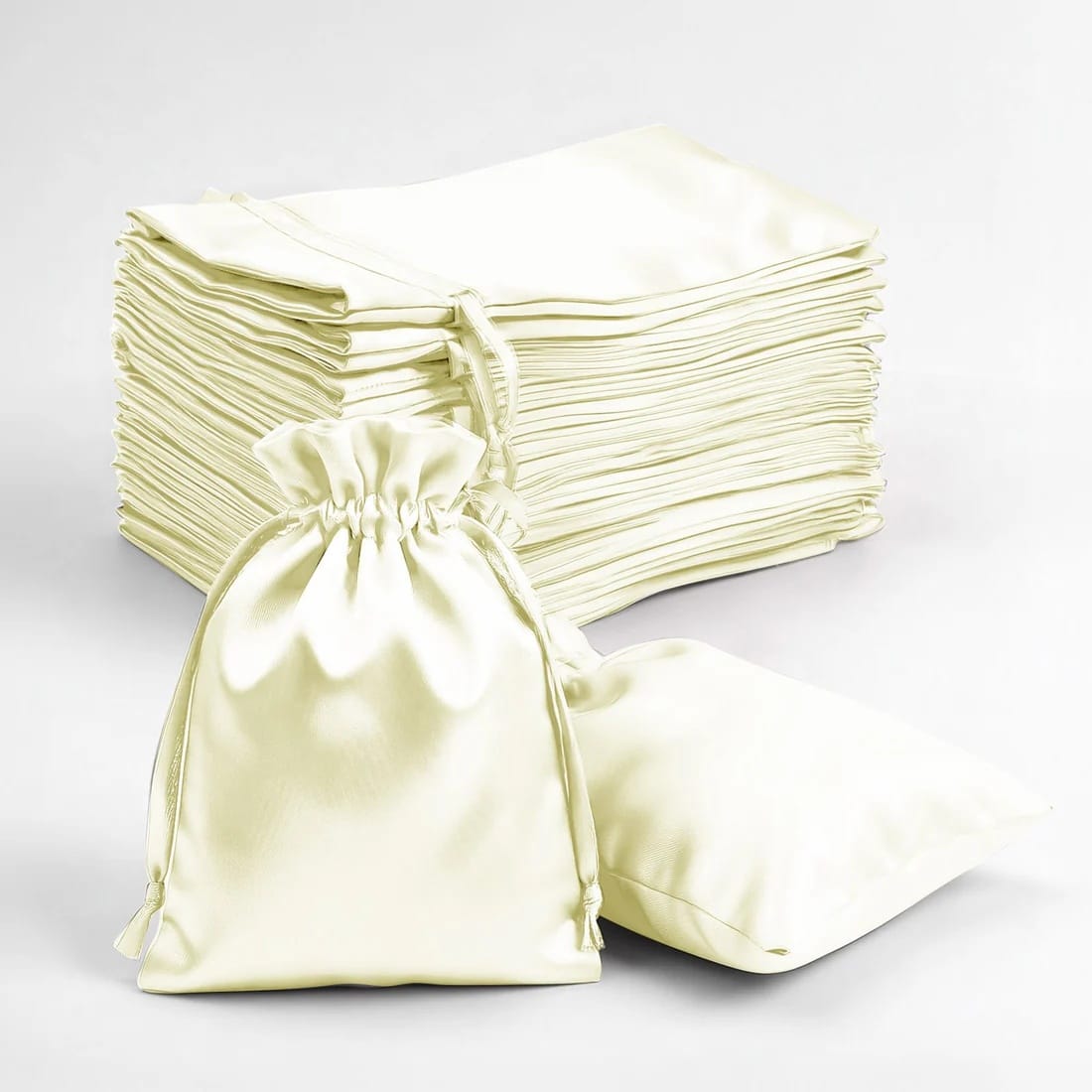 60 Favor Bags 3x4 in Satin Wedding Party Drawstring Pouch