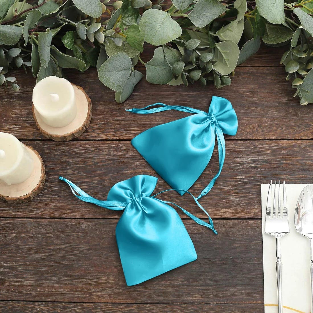 60 Favor Bags 3x4 in Satin Wedding Party Drawstring Pouch