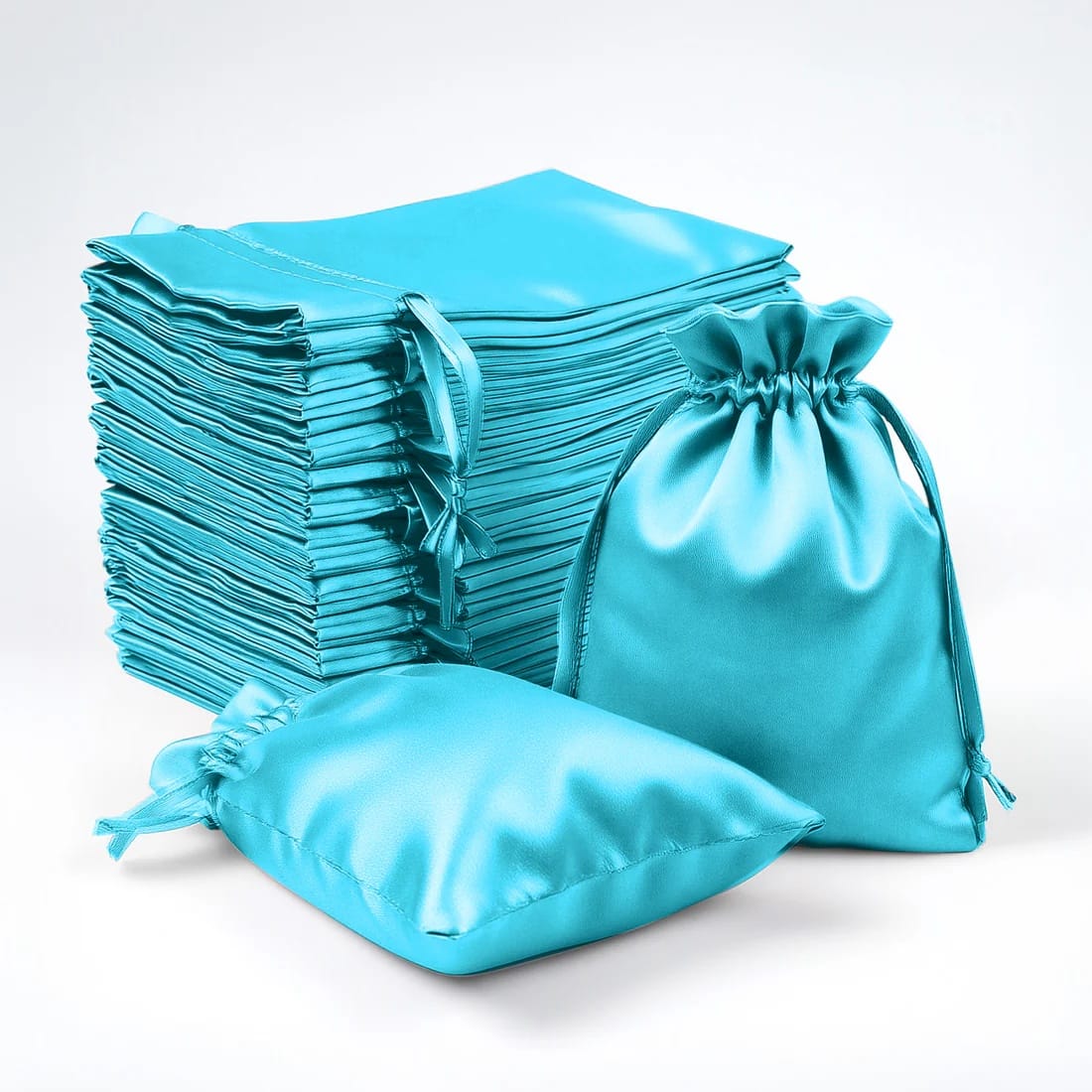60 Favor Bags 3x4 in Satin Wedding Party Drawstring Pouch