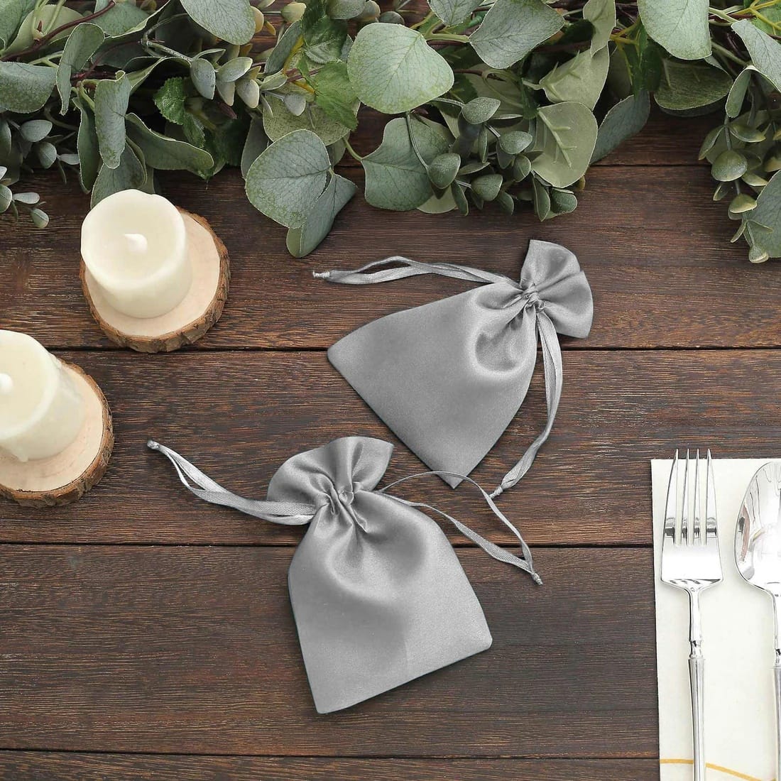 60 Favor Bags 3x4 in Satin Wedding Party Drawstring Pouch