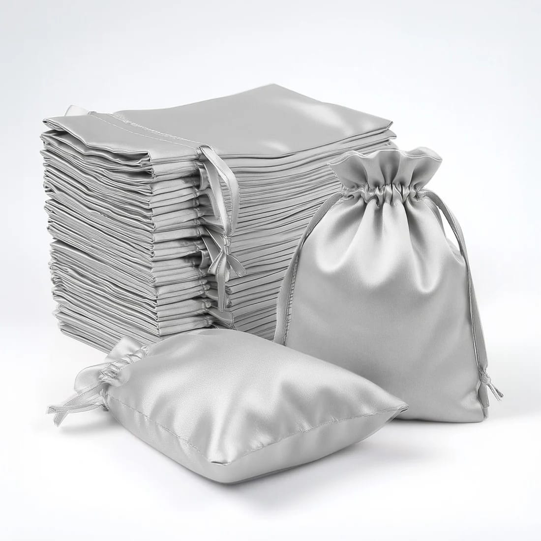 60 Favor Bags 3x4 in Satin Wedding Party Drawstring Pouch
