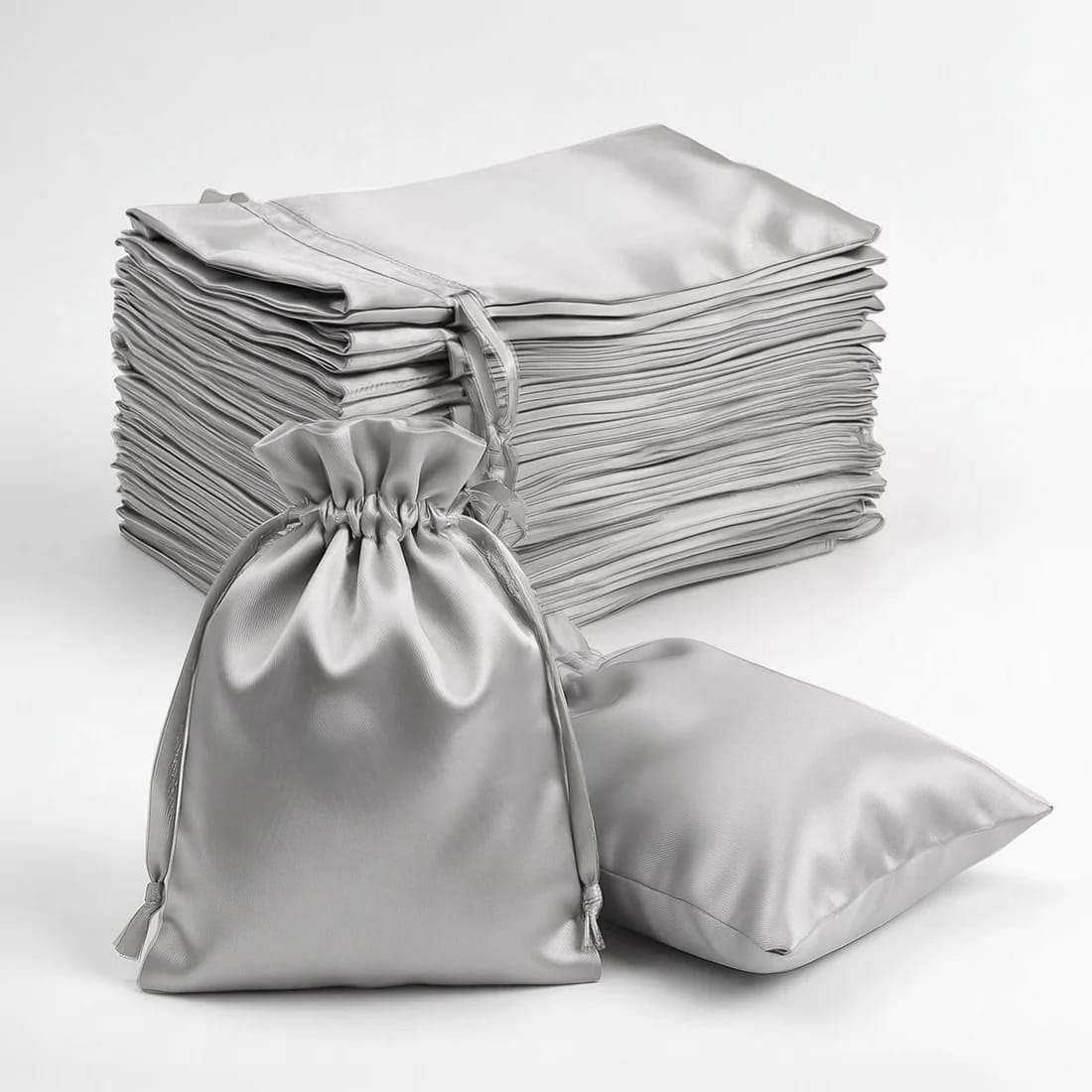 60 Favor Bags 3x4 in Satin Wedding Party Drawstring Pouch