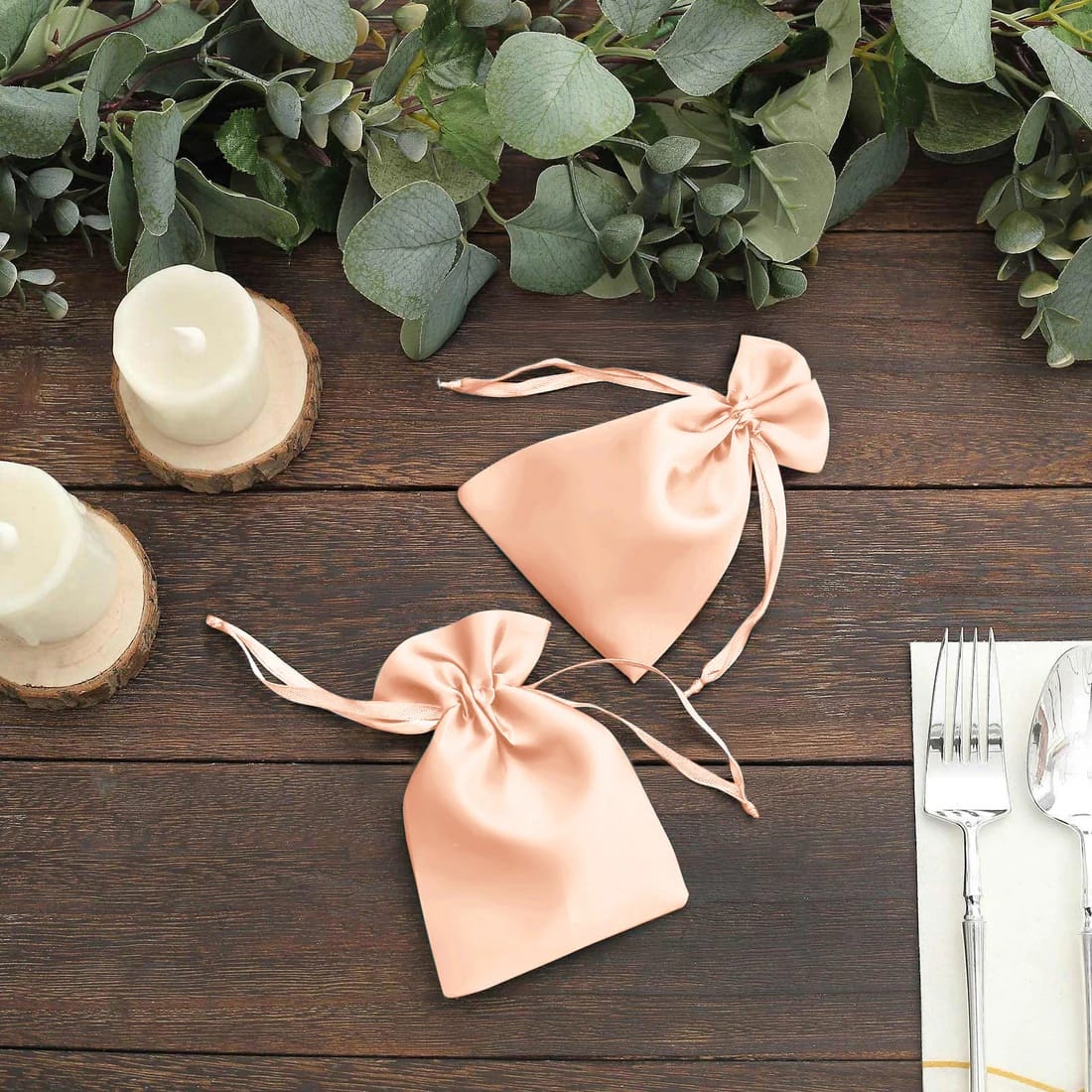 60 Favor Bags 3x4 in Satin Wedding Party Drawstring Pouch