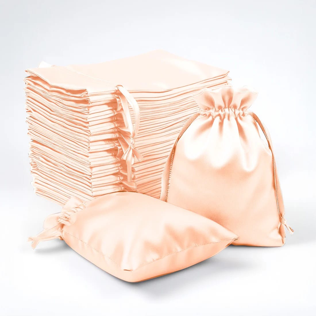 60 Favor Bags 3x4 in Satin Wedding Party Drawstring Pouch