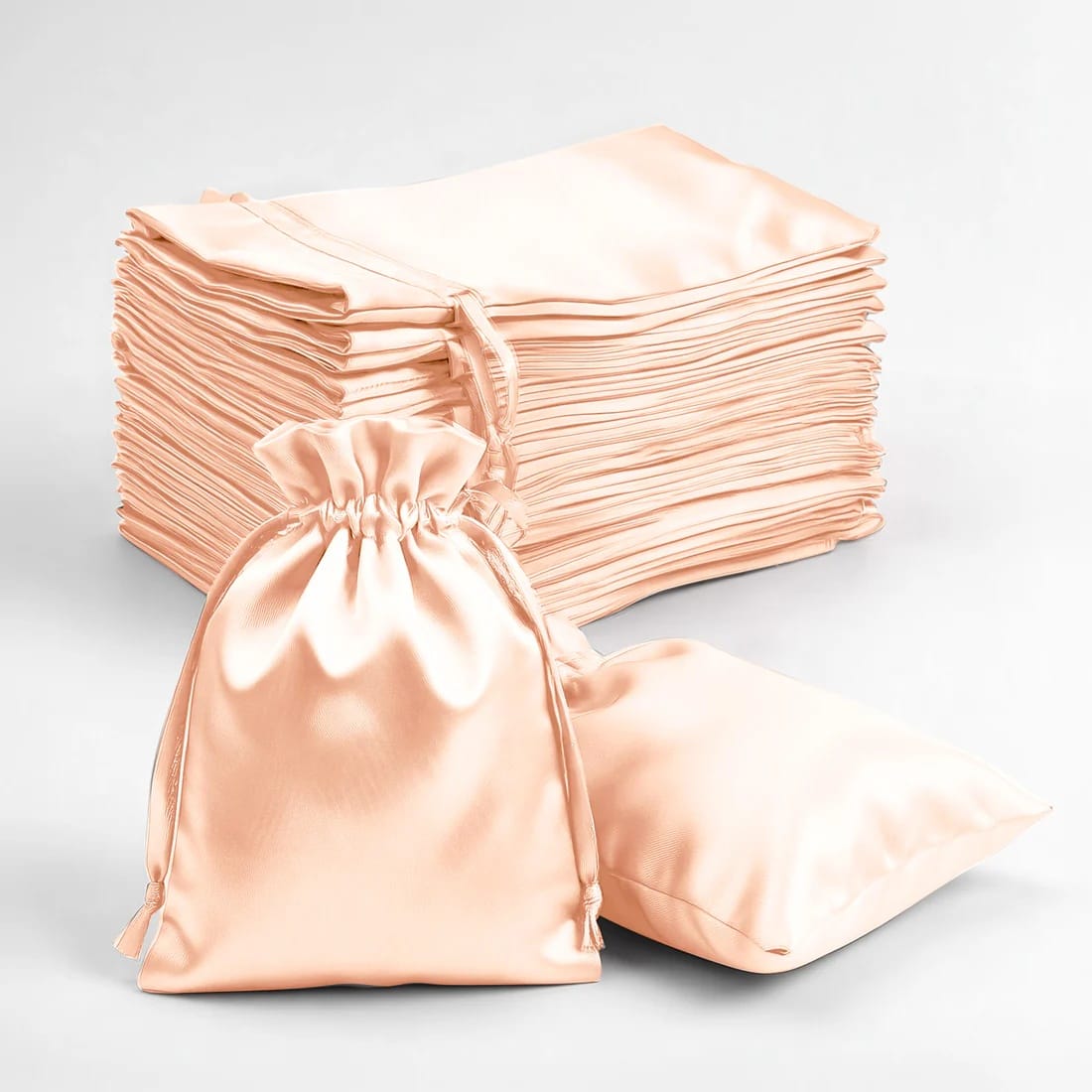 60 Favor Bags 3x4 in Satin Wedding Party Drawstring Pouch