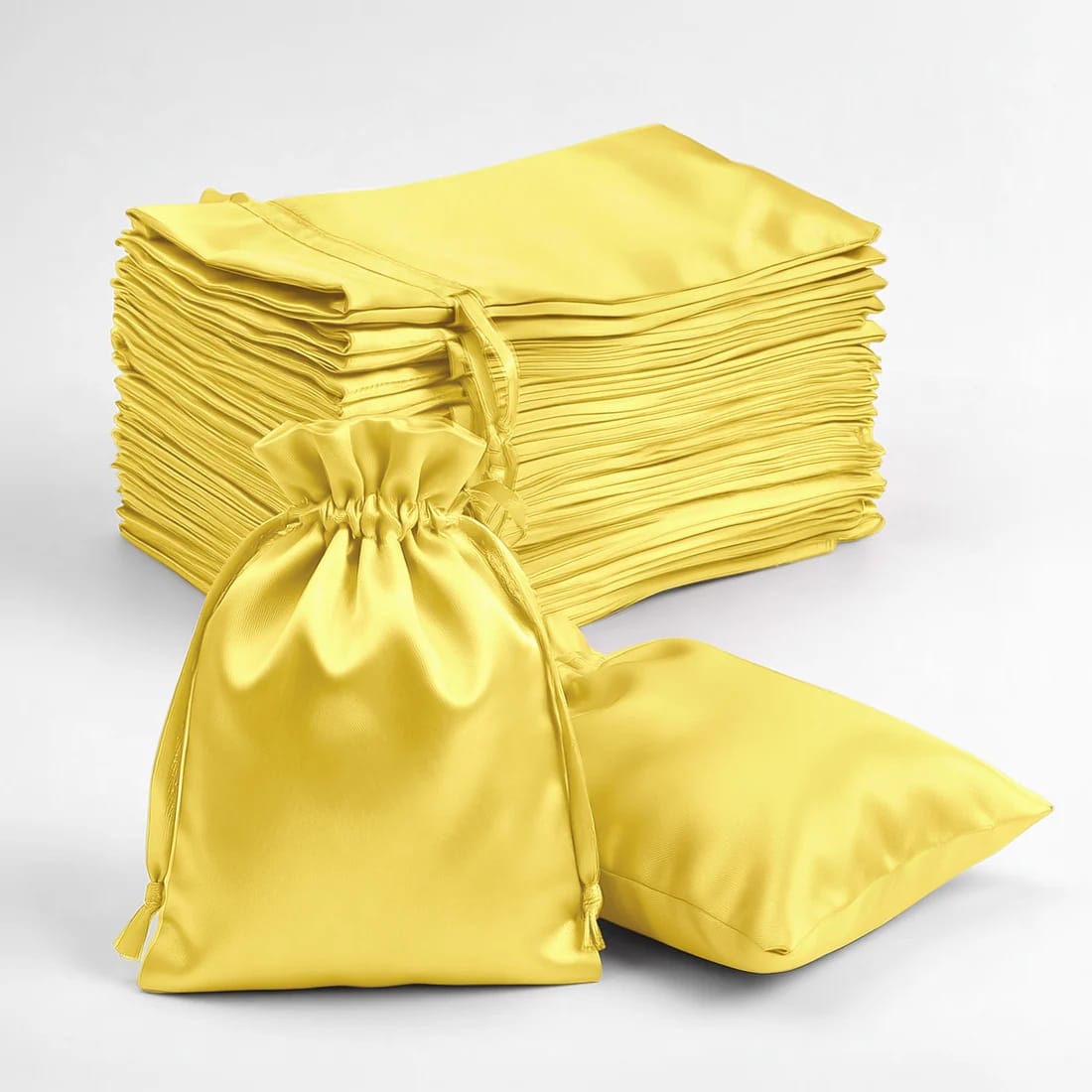 60 Favor Bags 3x4 in Satin Wedding Party Drawstring Pouch