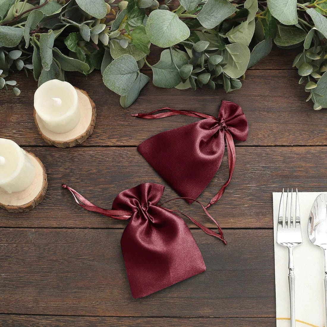 60 Favor Bags 3x4 in Satin Wedding Party Drawstring Pouch