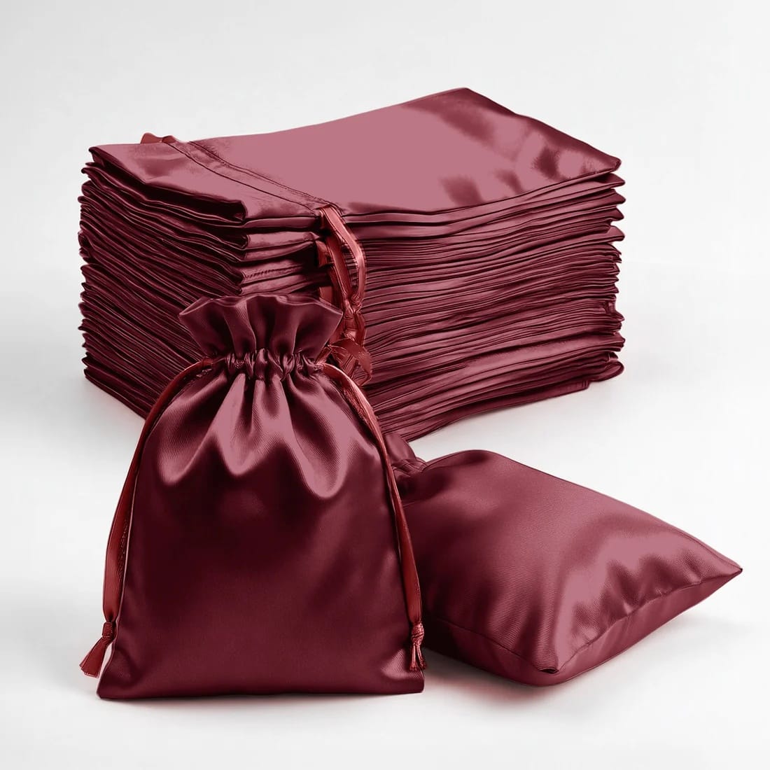 60 Favor Bags 3x4 in Satin Wedding Party Drawstring Pouch