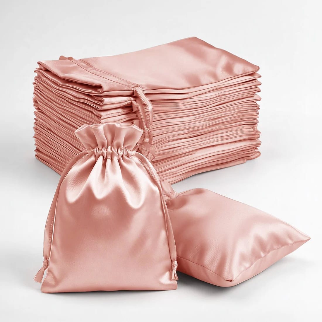 60 Favor Bags 3x4 in Satin Wedding Party Drawstring Pouch