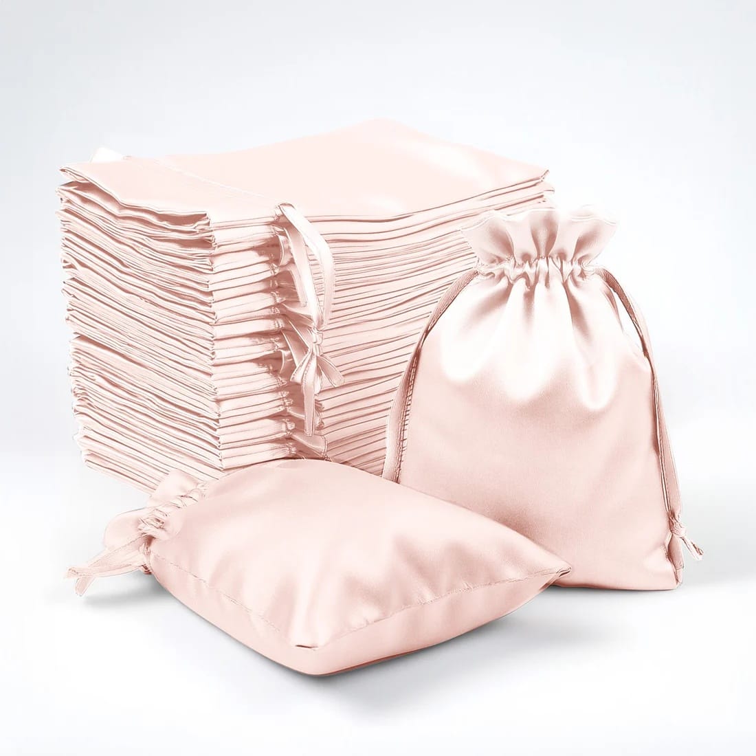 60 Favor Bags 3x4 in Satin Wedding Party Drawstring Pouch