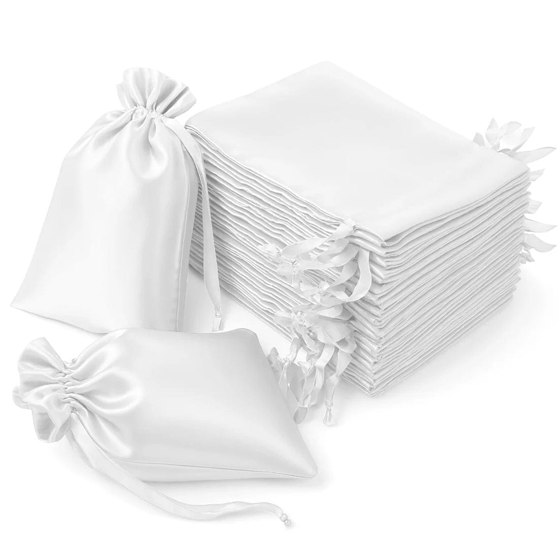 60 Favor Bags 6x9 in Satin Wedding Party Drawstring Pouch