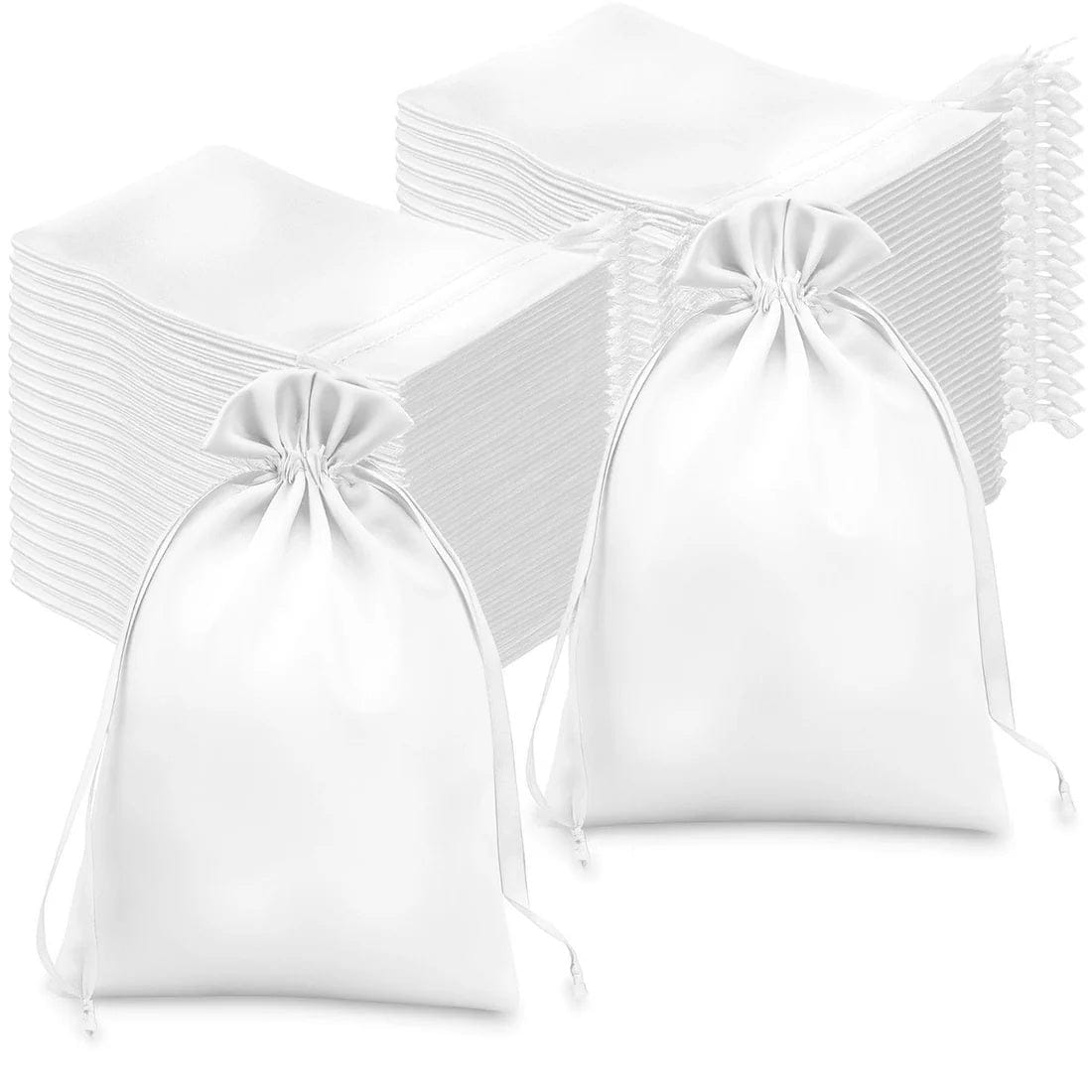 60 Favor Bags 6x9 in Satin Wedding Party Drawstring Pouch