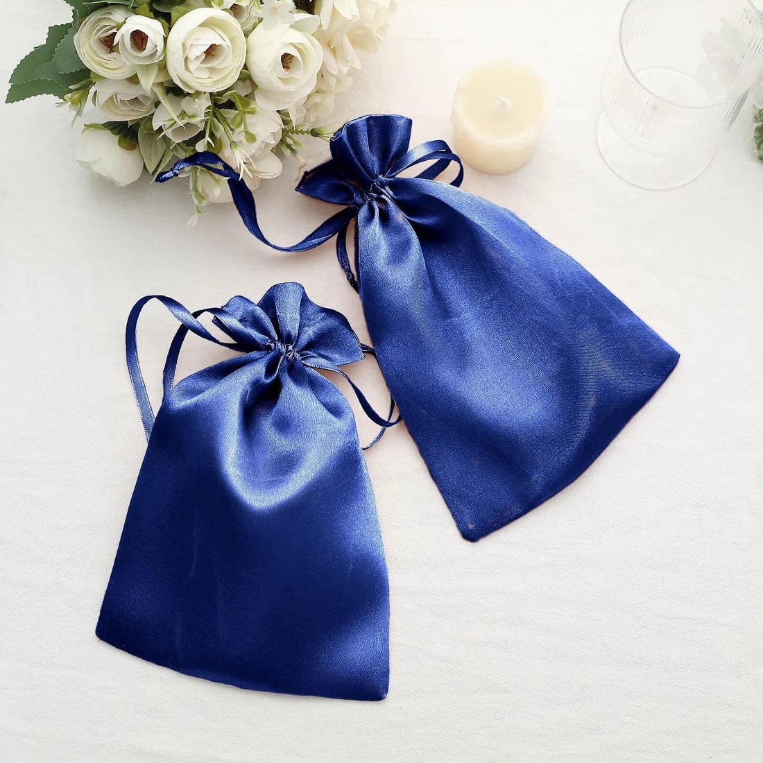 60 Favor Bags 6x9 in Satin Wedding Party Drawstring Pouch