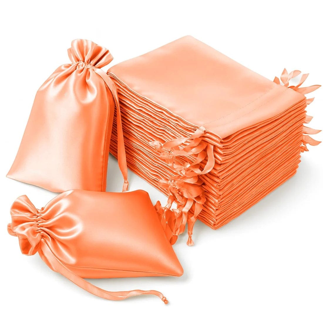 60 Favor Bags 6x9 in Satin Wedding Party Drawstring Pouch