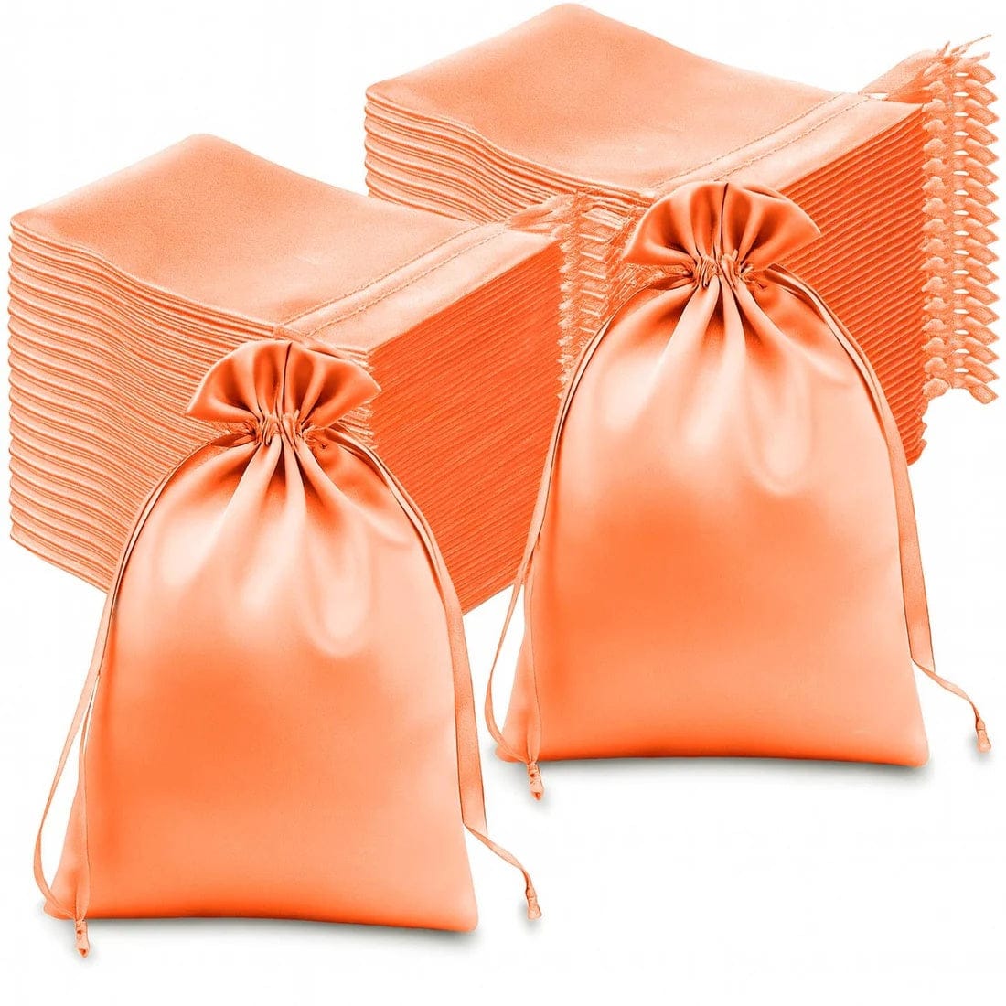 60 Favor Bags 6x9 in Satin Wedding Party Drawstring Pouch