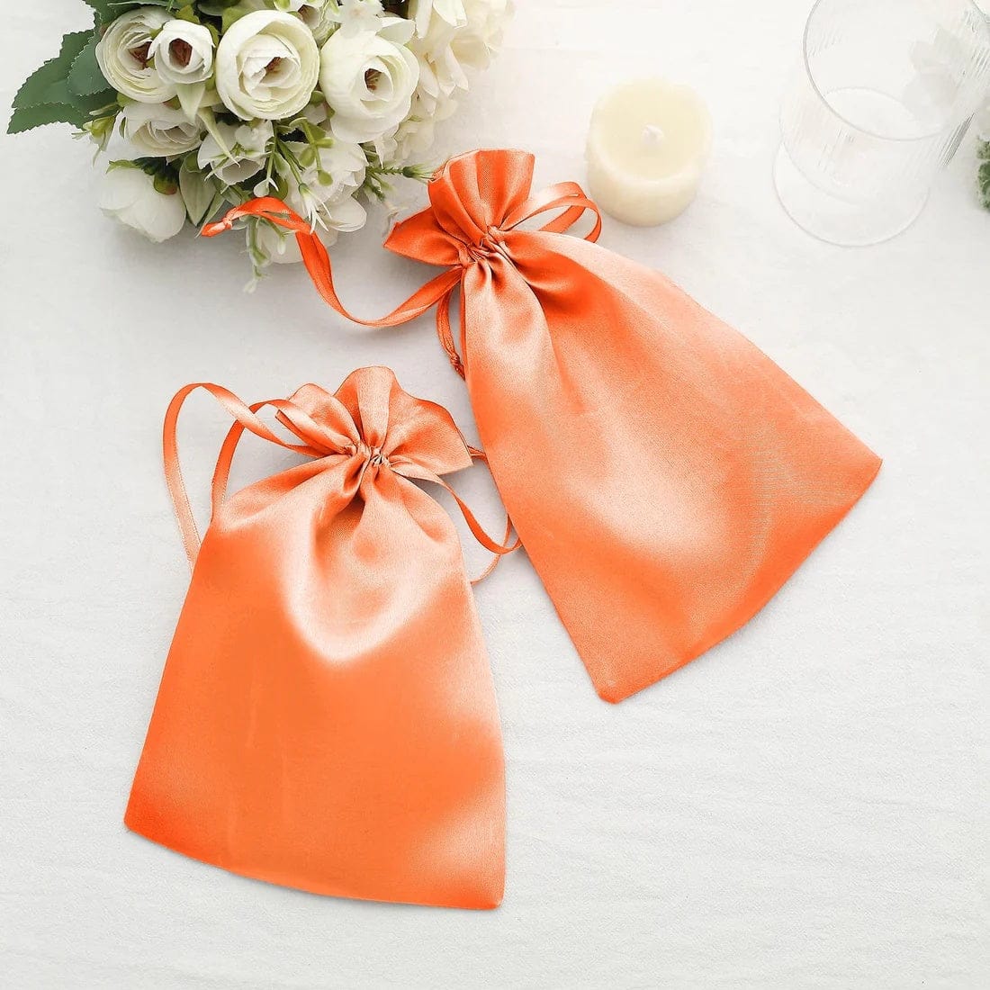 60 Favor Bags 6x9 in Satin Wedding Party Drawstring Pouch
