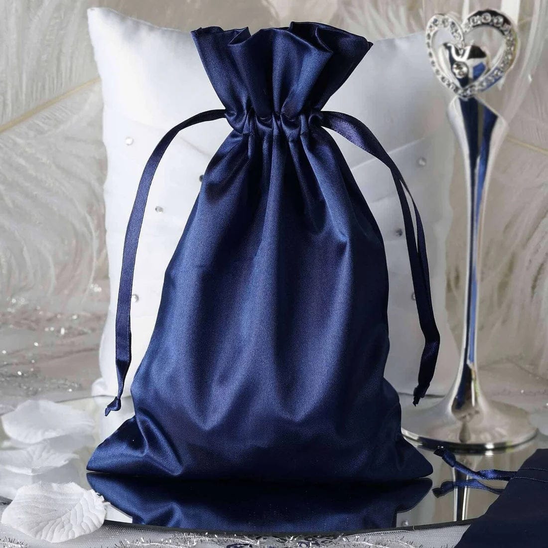 60 Favor Bags 6x9 in Satin Wedding Party Drawstring Pouch