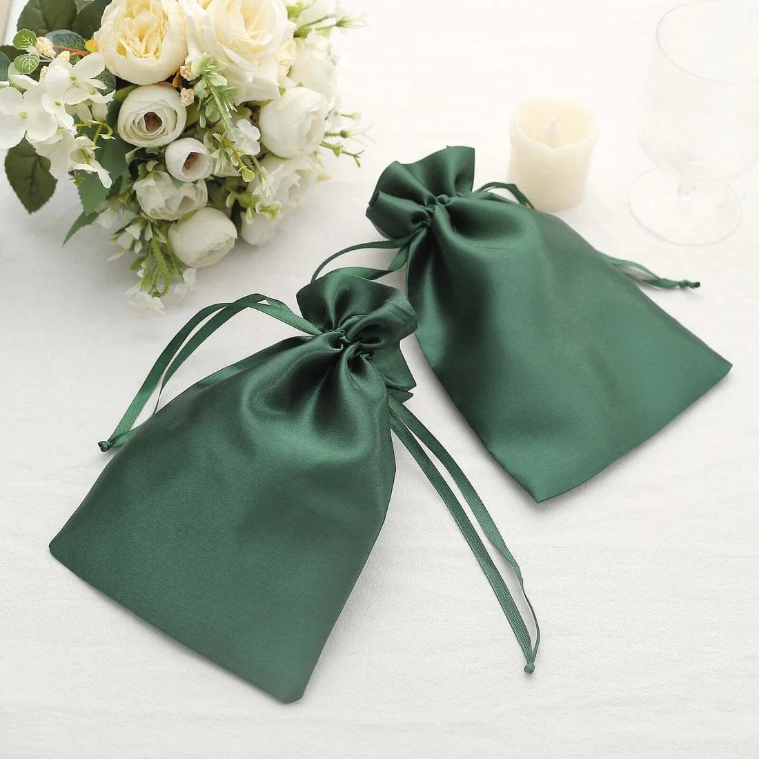 60 Favor Bags 6x9 in Satin Wedding Party Drawstring Pouch