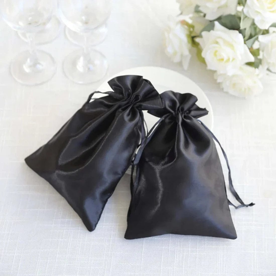 60 Favor Bags 6x9 in Satin Wedding Party Drawstring Pouch