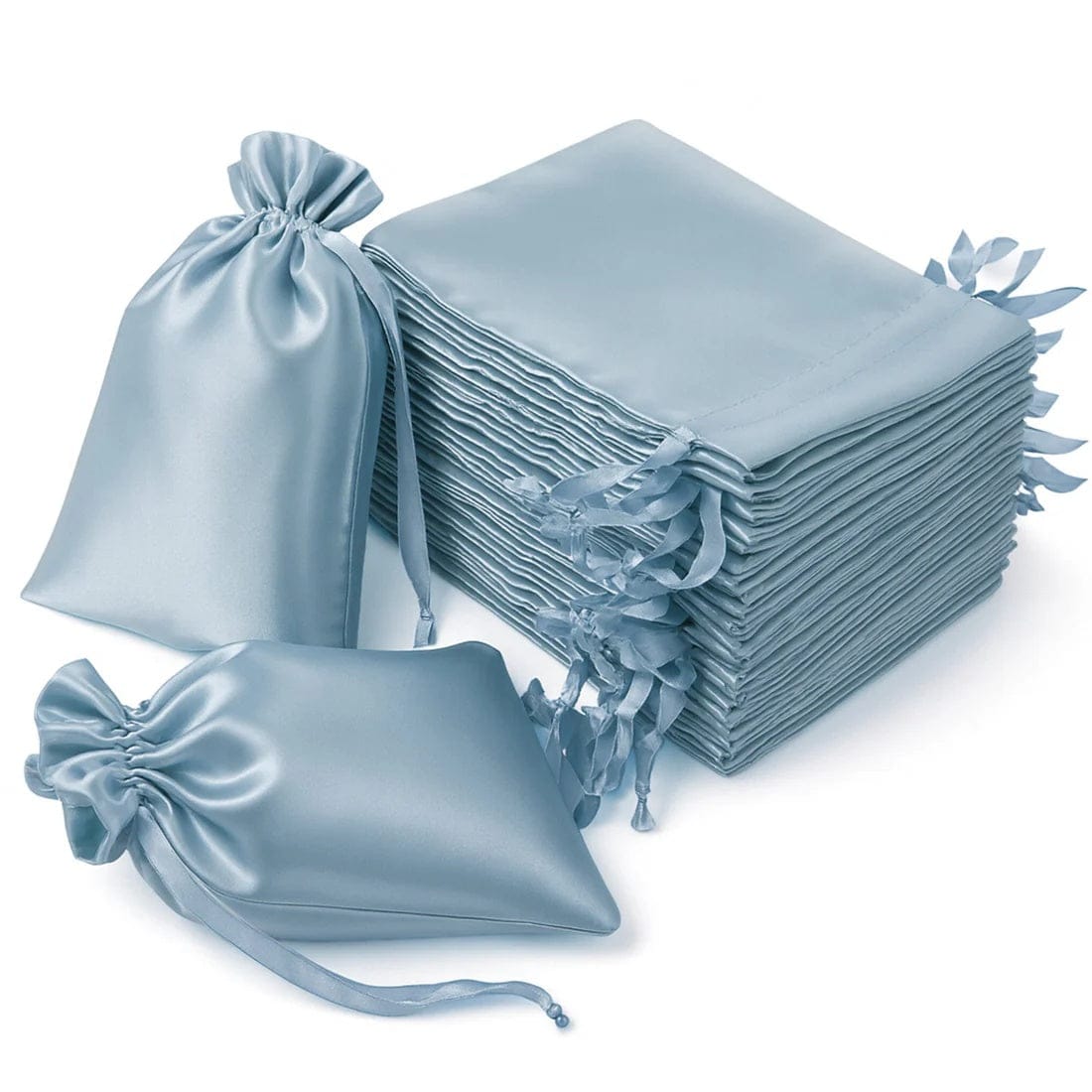 60 Favor Bags 6x9 in Satin Wedding Party Drawstring Pouch