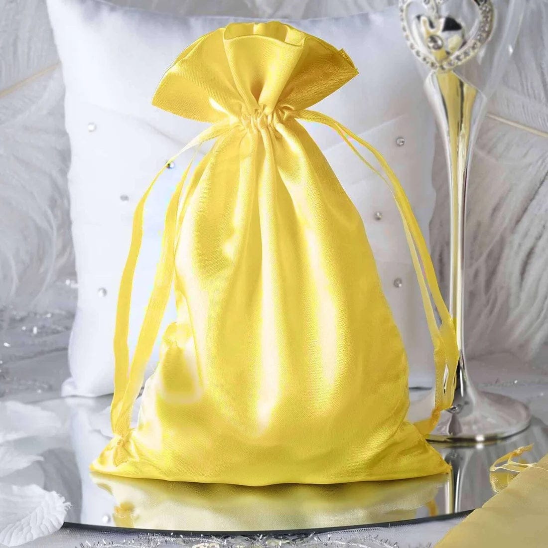 60 Favor Bags 6x9 in Satin Wedding Party Drawstring Pouch