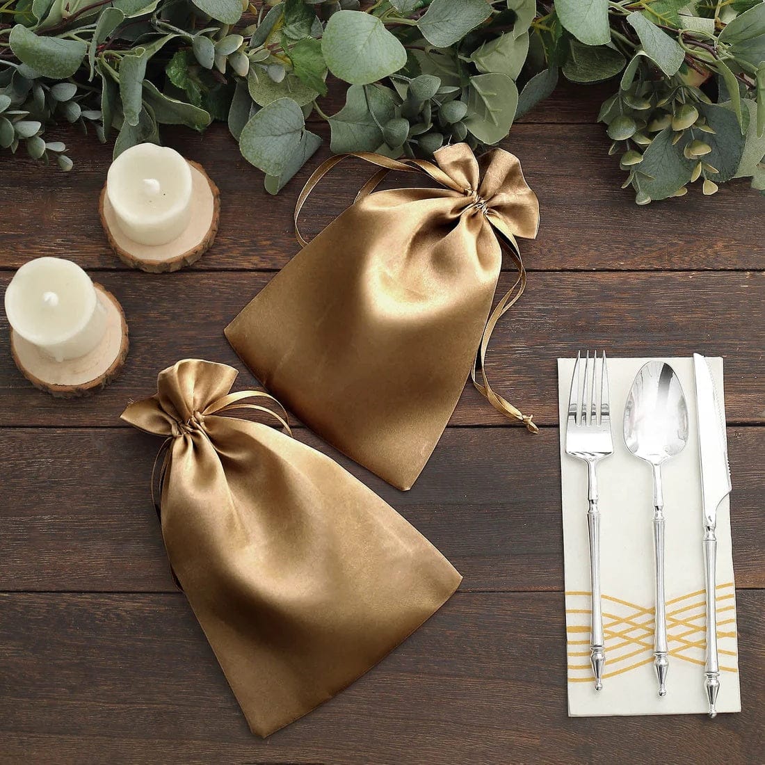 60 Favor Bags 6x9 in Satin Wedding Party Drawstring Pouch