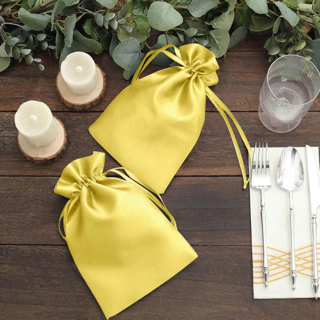 60 Favor Bags 6x9 in Satin Wedding Party Drawstring Pouch