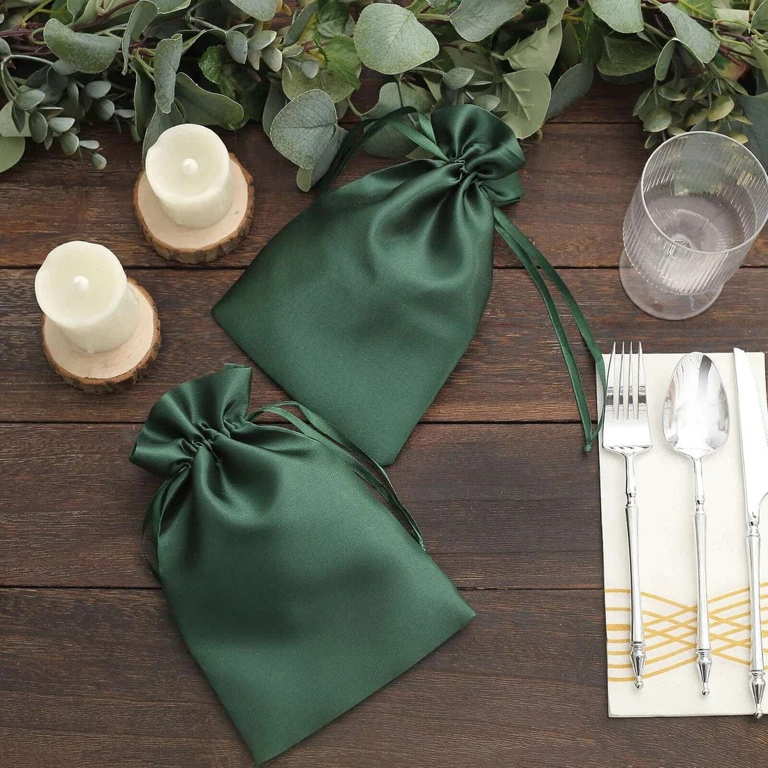 60 Favor Bags 6x9 in Satin Wedding Party Drawstring Pouch