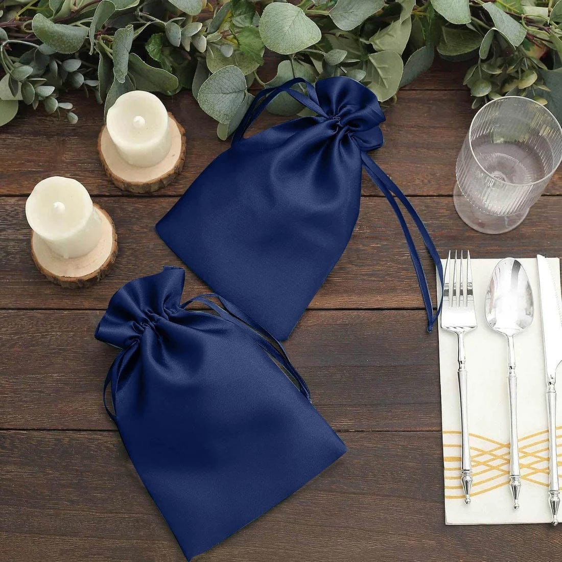 60 Favor Bags 6x9 in Satin Wedding Party Drawstring Pouch
