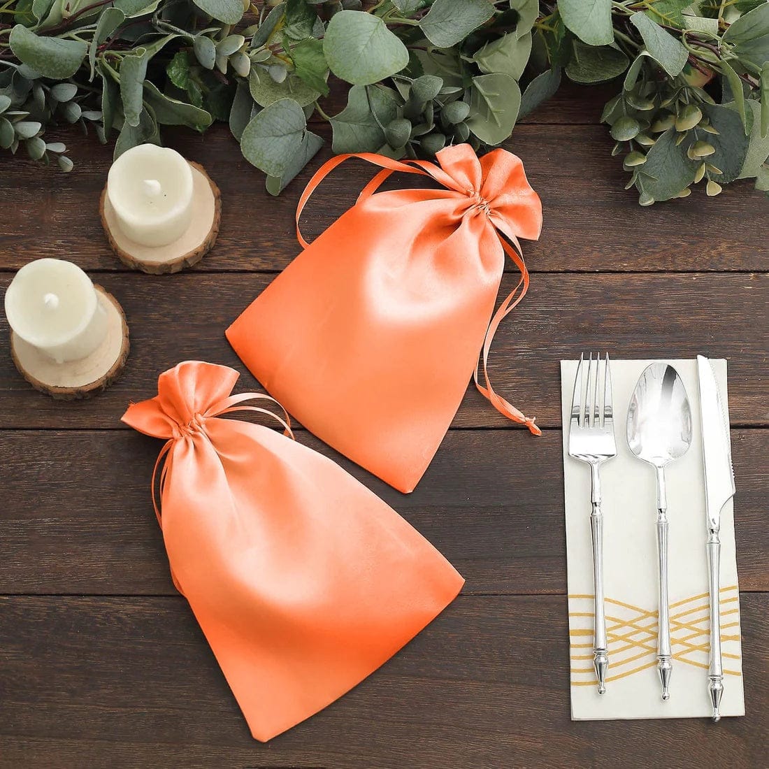 60 Favor Bags 6x9 in Satin Wedding Party Drawstring Pouch