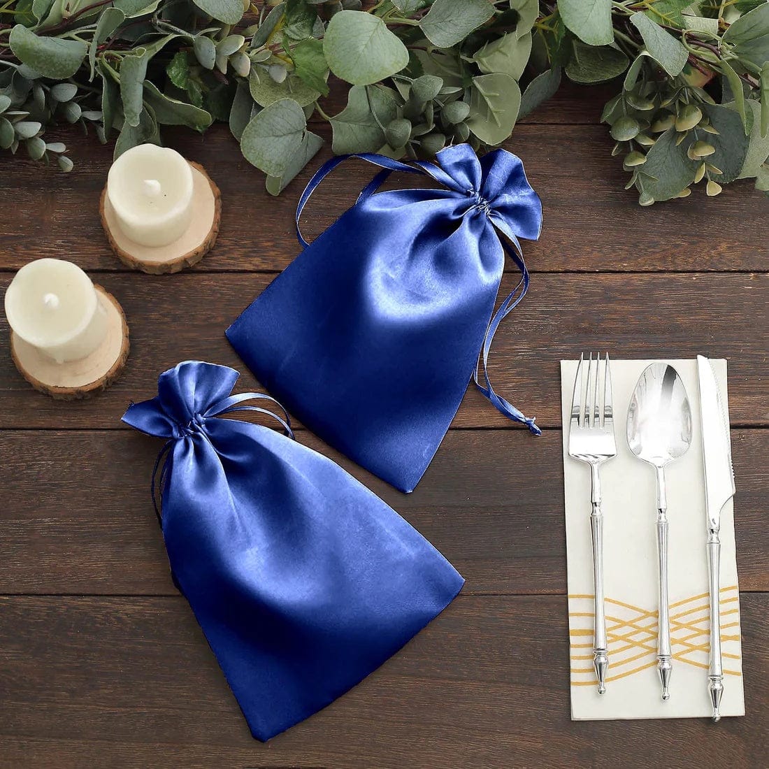 60 Favor Bags 6x9 in Satin Wedding Party Drawstring Pouch